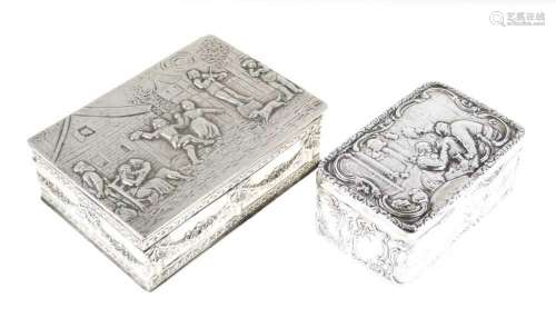Two Continental white metal boxes