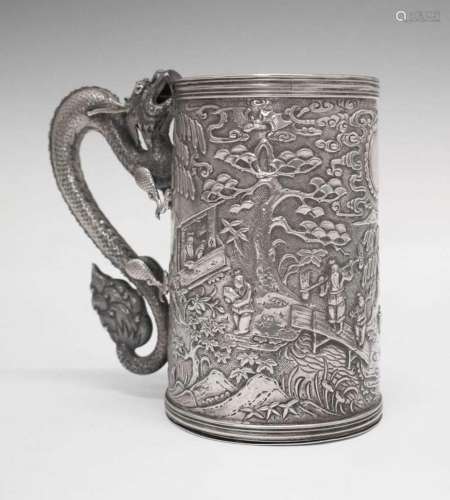 Chinese export white metal mug