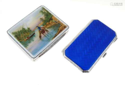 Houbigant silver and enamel powder compact and a cigarette c...