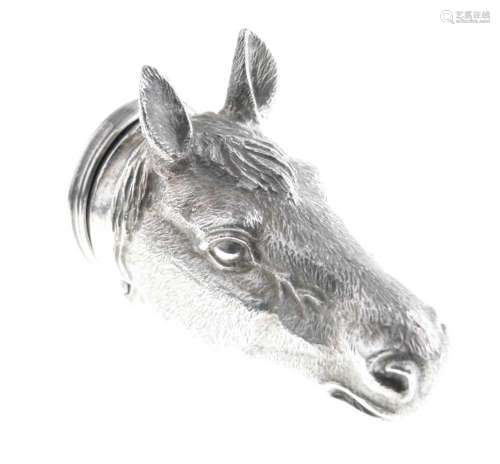 Cast silver horse head pill box