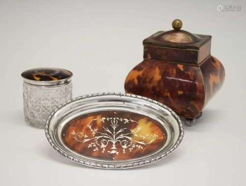 Tortoiseshell tea caddy and more items