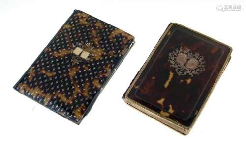 Two 19th Century inlaid tortoiseshell aide memoires or semai...