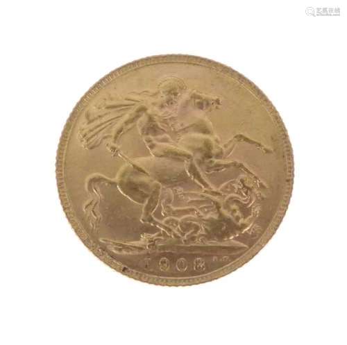 Edward VII Gold Sovereign, 1908, in presentation pack