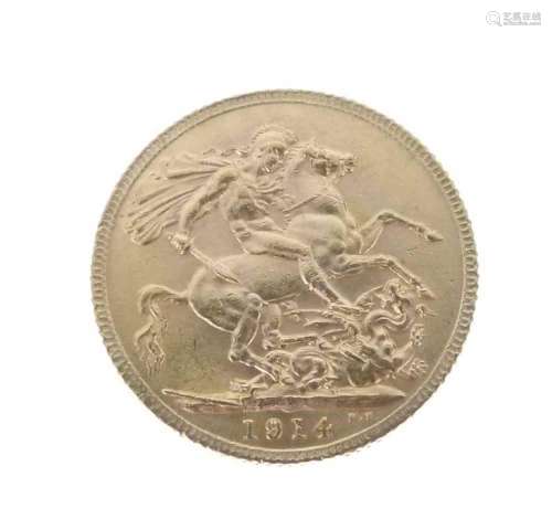 George V gold sovereign, 1914