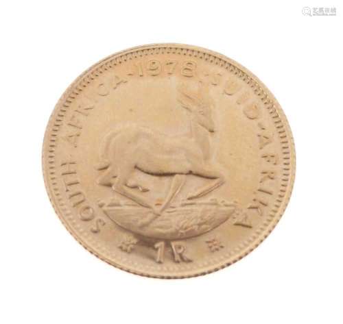 South Africa gold one rand coin