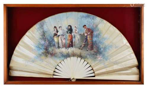 Late 19th or early 20th Century silk decorated fan