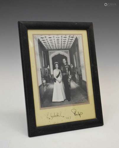 Monochrome photograph of HM Queen Elizabeth II and Prince Ph...