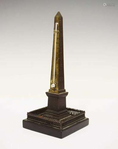 French Grand Tour bronze obelisk thermometer