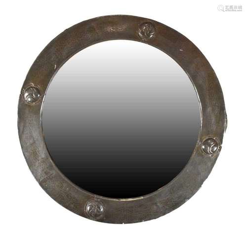 Arts & Crafts pewter wall mirror