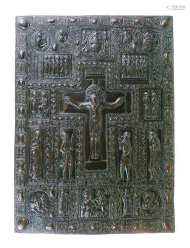 Bronzed copper relief panel or icon