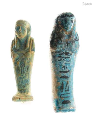 Two faience shabtis