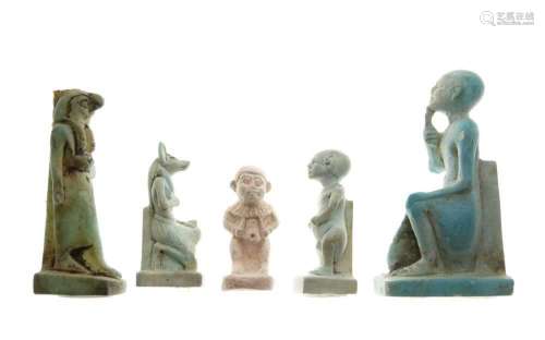 Five small Egyptian figures