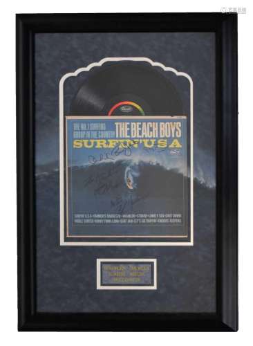 Beach Boys signed album record sleeve for Surfin USA vinyl a...