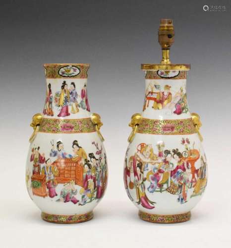 Pair of 19th Century Chinese Canton Famille Rose vases