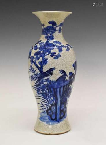 Late 19th Century Chinese porcelain crackleware baluster vas...
