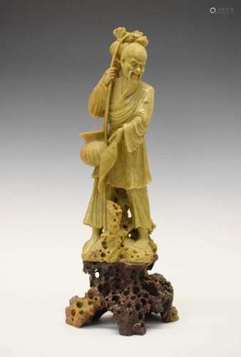 Good Chinese carved green soapstone figure