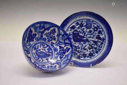 Two items of Middle Eastern faience pottery