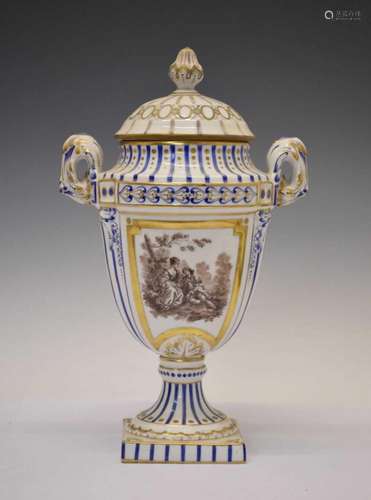 Sevres style porcelain vase and cover