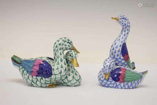 Herend, Hungary - Two porcelain pairs of ducks