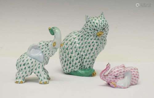 Herend, Hungary - Three porcelain animal figures