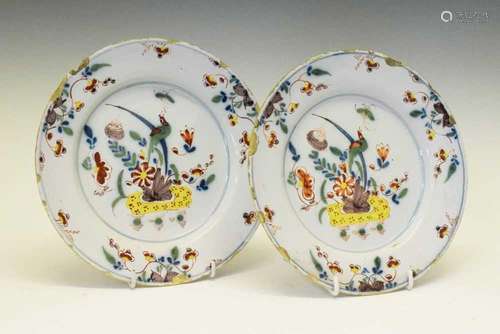 Pair of English Delft plates