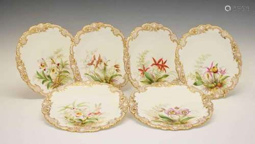 Six Copeland Orchid dessert plates