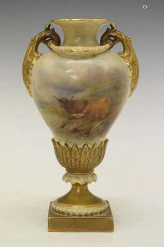 Royal Worcester Harry Stinton cattle vase