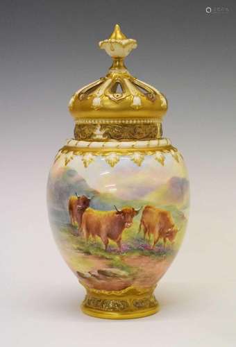 Royal Worcester Highland Cattle pot pourri