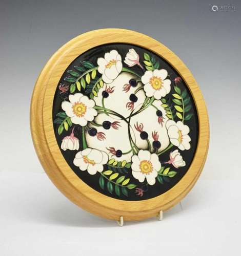 Moorcroft Pottery - Circular RHS Scotch Rose plaque