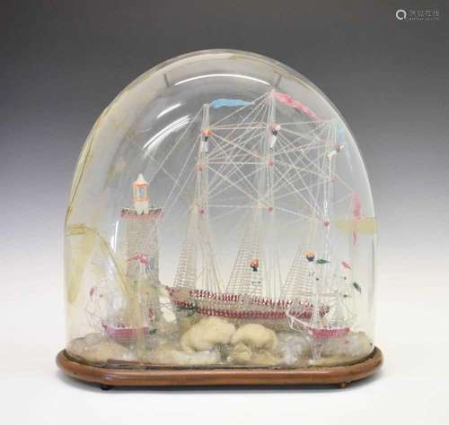 Victorian glass Frigger sailing ship