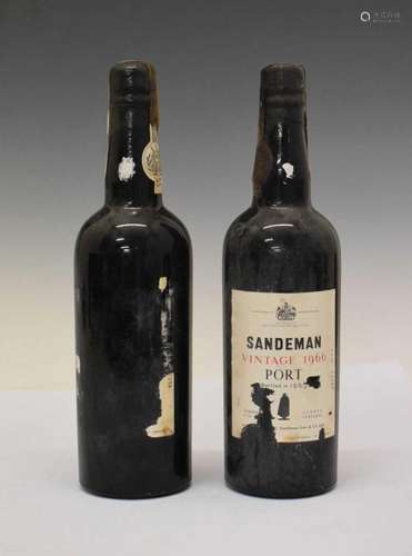 Two bottles of Sandeman Vintage Port, 1966