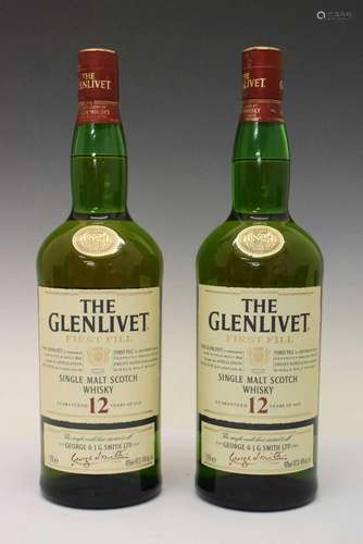 Two 1 litre bottles of The Glenlivet First Fill 12 year Spey...