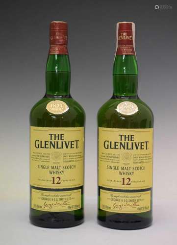 Two 1 litre bottles of The Glenlivet 12 year Speyside Single...