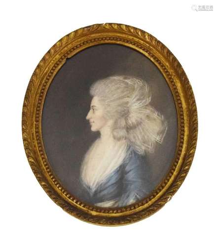 19th Century oval pastel - Portrait of a lady