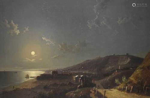 Attributed to Henry Pether, (fl. 1828-1865) - Moonlit coasta...