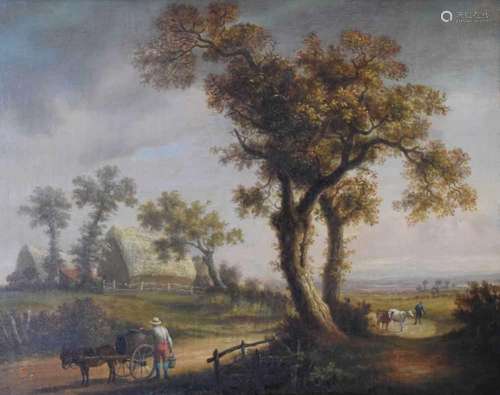 English School 19th Century oil on canvas - Landscape with t...