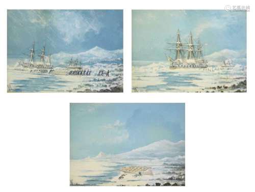 Polar Exploration Interest - Three late 19th Century waterco...