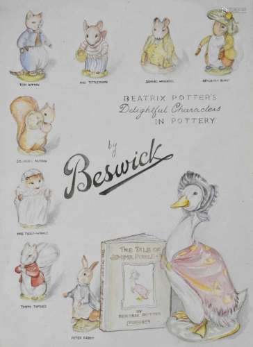 Beswick / Beatrix Potter Interest: Folio of 29 watercolours ...