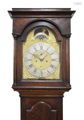 Early George III oak-cased 8-day brass dial longcase clock, ...