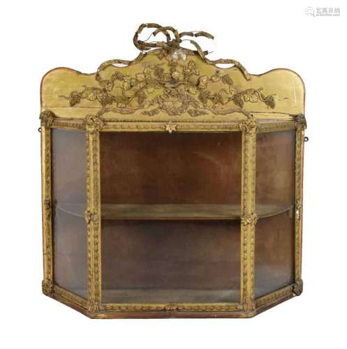 Mid-19th Century giltwood and gesso vitrine cabinet