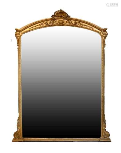 Victorian gilt gesso overmantel mirror,