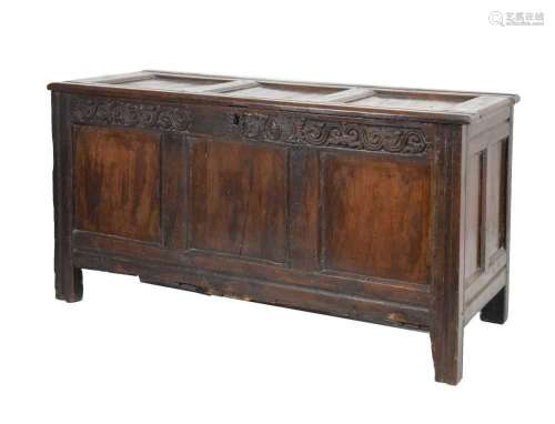 William III oak coffer or bedding chest dated 1702