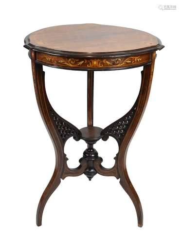 Late 19th Century rosewood and inlaid occasional table