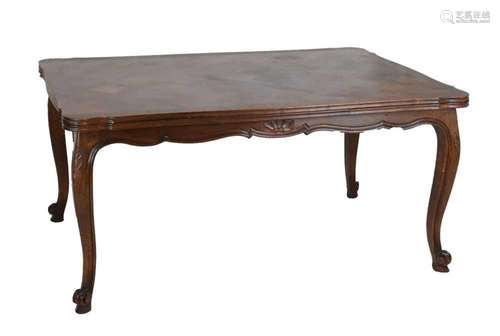 Early 20th Century French oak parquetry draw-out dining tabl...