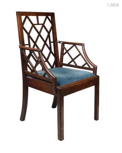 Mahogany cockpen-style armchair