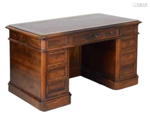 Early 20th Century rosewood twin pedestal desk