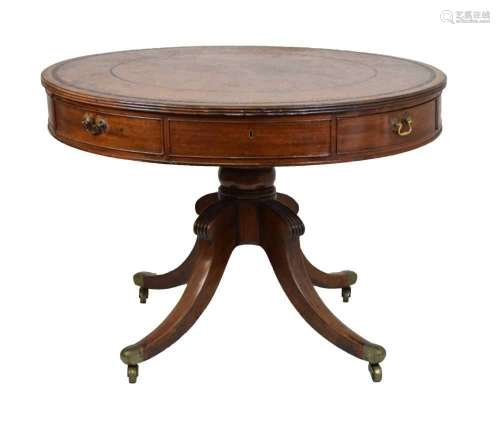 George IV mahogany drum library or centre table