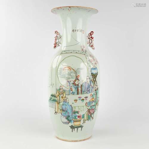 A Chinese vase decorated with wise men around a table. 19th/...