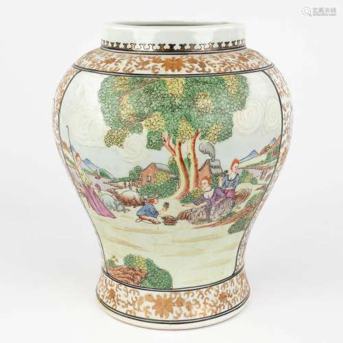 A Chinese vase with landscape decor and figurines for the Eu...