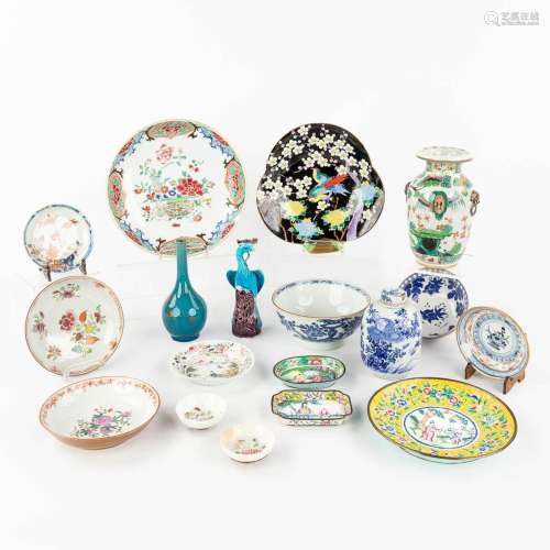 A collection of various Chinese porcelain and stoneware. 19t...